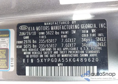 2019 Kia Sorento 3.3L Lx from USA, damaged, VIN 5XYPGDA55KG489620